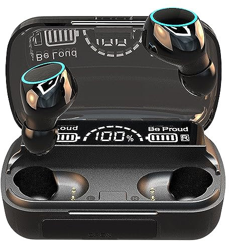 Wireless Headphones,Wireless Earbuds with Mic Bluetooth 5.1 Touch Control Noise Reduction Headphones ,IPX7 Waterproof Earphones,HiFi Stereo Deep Bass,In-Ear Headset with LED Display for Sport Work