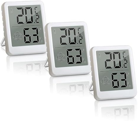 Termómetro higrómetro digital, 3 PCS medidor de temperatura y humedad en interiores, monitor de temperatura y humedad en miniatura,alta precisión para invernadero,reptiles,humidores,bodegas,oficina