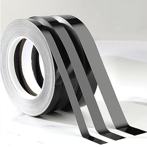 TITKBOW 50m Strisce Adhesive Decorative, Impermeabile Nastro Sigillante Adesivi Autoadesivo per Piastrelle e Cuciture, Tile Sticker Nastro Decorativo da Parete, Specchio, Modellismo (15mm, Nero)