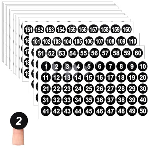 Mozeat Lens 12 Fogli Numeri adesivi da 1 a 200 Numeri adesivi neri Vinile autoadesivo Piccoli numeri Etichette adesive per inventario Smistamento Organizzazione Scatole di stoccaggio, 2,5 cm, 600 pez