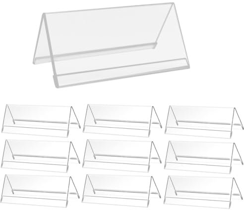 Acrylic 10 Pezzi Espositore da Tavolo,20x8cm Porta Avvisi da Tavolo, Porta Etichette in Acrilico Trasparente, Porta Menu da Tavolo, Acrilico Trasparente Espositori
