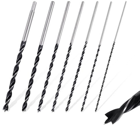 Trukafie, 7 Brocas para Madera Largas Irrompibles 12 mm 10 mm 8 mm 7 mm 6 mm 5 mm 4 mm Juego de Brocas en Espiral para Madera