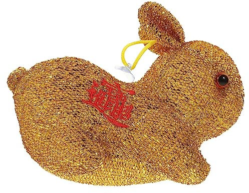 Toyvian Jahr des Hasen-Maskottchens Spielzeugtiere Gorilla- hasenpuppe Neujahrskaninchenpuppe dekorativer ausgestopfter Hase Stoffkaninchen für PP Baumwolle Golden