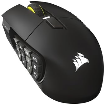 Corsair SCIMITAR ELITE WIRELESS SE MMO PC Gaming Mouse – 33,000 DPI, 16 Programmable Buttons, Key Slider, Elgato Virtual Stream Deck, 1,000Hz Polling, Up to 150-Hour Battery – Gunmetal
