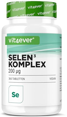 vit4ever Selen 3-Komplex - 365 Tabletten mit je 200 µg - Hochdosiert & Vegan - Premium-Formel mit Natriumselenit, L-Selenomethionin & Selenhefe - Ohne unnötige Zusätze
