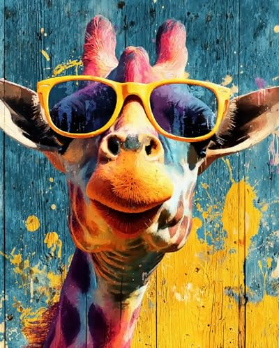 WANMIU Peinture par Numero Adulte Girafe cool animal DIY Peinture à l'huile Numéros Toile Paint by Numbers Peindre par Nombre Kits sans Cadre 40x50cm