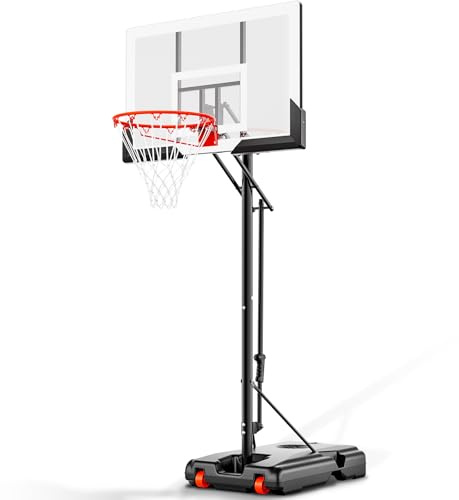 AWII SPORT Basketball Hoop 44 Inch Backboard Protable Basketball Hoop Outdoor, 4.8-10ft Height Adjustable Basketball Goal System for Kids Youth Adults Play in Backyard/Courts/Indoor