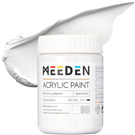 MEEDEN Titanium White Acrylic Paint: 300ml /10oz Heavy Body Gloss Finish