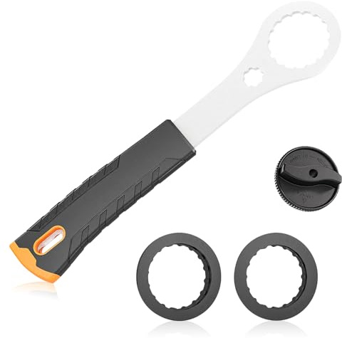 Euablfo Chiave Center Lock, Attrezzo per Bicicletta Centerlock, con 2 Adattatori e 1 Strumento per Copertura Pedivella, Compatibile per Shimano per Hollowtech II, BB9000, BBR60