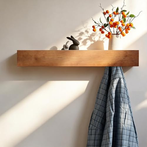 HSUYUN Porte Manteau Mural avec Etagere, Patere Murale Caché, 65 cm Porte Manteaux Muraux, Portemanteau avec 10 Crochets, pour Salon, Couloir et Chambre
