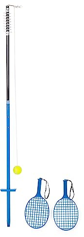 Sunsport Swing Tennis Set | Tetherball Game for Adults & Kids Garden Games | Portable Tennis Practice Device with 2 Rackets, Ball on String & Adjustable Pole | Beach or Outdoor Garden Games