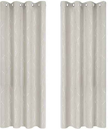 Deconovo Blickdichte Vorhänge Verdunkelungsgardinen für Schlafzimmer Extra Warm Moderne Gardinen für Kinderzimmer, 175x140 cm(HöhexBreite), Creme, 2er Set