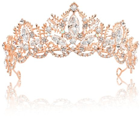 Tiara Cristal Couronne, Diadème avec Strass pour Femme, Couronne de Mariage et de Reine, Accessoires pour Concours de Mariée, Proms de Mariage, Princesse et Parties Anniversaire