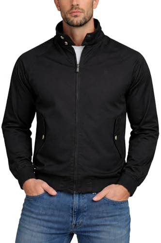 Xact Men's Soft Cotton Harrington Bomber Jacket - Classic Mod Retro Style, Tartan Check Lining, Regular Fit, Lightweight Spring Autumn & Fall Car Coat (Black) L