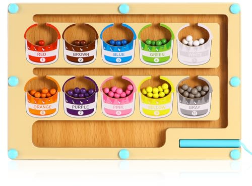 Magnetic Color and Number Maze Montessori Toys Classification Maze Toy Sorting & Counting Matching Game Wooden Magnet Board Puzzles 3+ Years Old Boys Girls