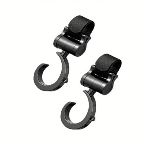 2 Pack Buggy Clips, Universal Pram Bag Clips, Stroller Hooks Pushchair Hooks for Hook Your Shopping Bags, Handbag or Change Bag on Your Stroller, Pram or Pushchair, Black