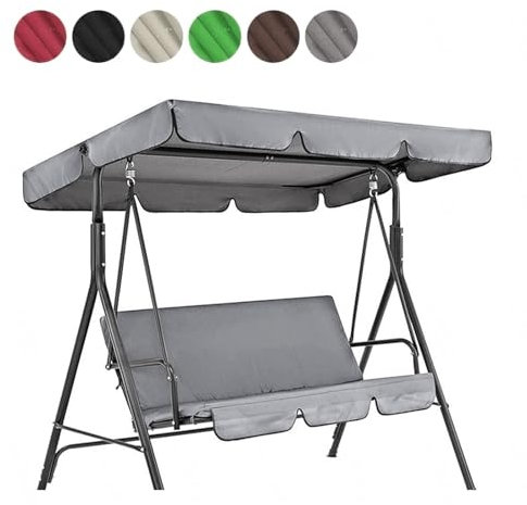 TYBEITAO 600D Hochwertiges,Silberbeschichtetes Oxford-Gewebe Hollywoodschaukeln Dachbezug für Terrasse,Rasengarten,Party Dach Für Schaukelgestell Outdoor,Gray-195 * 125 * 15cm