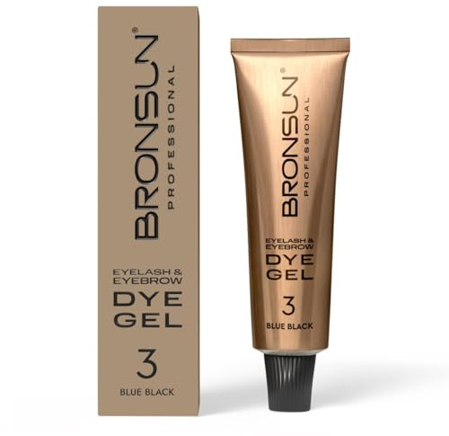 BRONSUN® Tinta Gel Extra-Resistente per Ciglia e Sopracciglia | Effetto Henné | Colora Pelle e Peli Fino a 7 Settimane | Formula Senza Ammoniaca | Blu-Nero №3 – 15ml