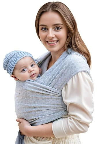 Dams Écharpe porte-bébé, ergonomique et élastique, doux et respirant, nouveau-né jusqu'à 15,9 kg, pour maman et papas, adapté à l'allaitement et lavable, gris