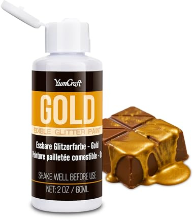 Edible Glitter Paint Gold, 60ml Shimmering Liquid Luster Dust for Chocolate, Drinks, Cake, Candy, Sprinkles Cocktail Glitter - Metallic Edible Cake Paint for Cookie, Fondant Vegan Cake Decorating