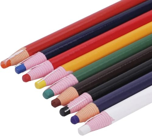 Cawhui 9 Pcs Assorted Colors Peel-Off China Marker Grease Wax Pencils for Glass, Garments, Cellophane, Fabric, Wood, Metal, Art Crayons Marking Pencils Paper-Wrapped Painting Pen for Drawing Coloring