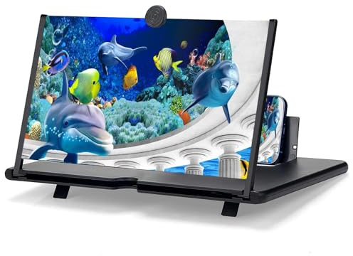 Mobile Phone Screen Magnifier, 2026 New 3D HD Screen Magnifier for Cell Phone, Foldable Pull Out Big Screen Phone Amplifier for Movies, Videos & Gaming Compatible with All Phones (Black, 12 in)