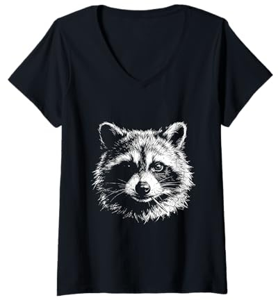 Mujer Mapache con Palillo Divertido Matón Gángster Meme Camiseta Cuello V