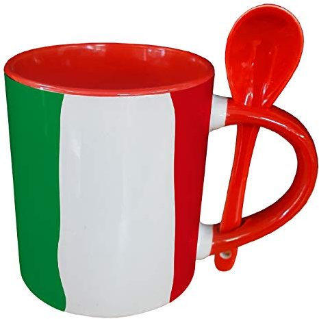 My Custom Style Tazza Rossa+cucchiaino#Bandiera Italia#325ml