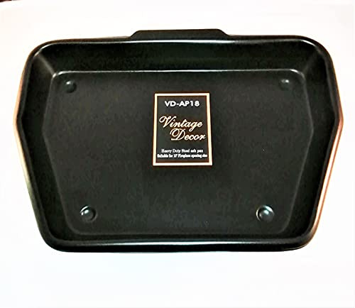 Vintage Decor ® Premium Heavy Gauge Steel Deep Ashpan Black Powder Coated Durable Solid Construction Suitable for 16 and 18 inch Fireplace Opening Size, Operating Tool (18inch Fireplace Opening Size)