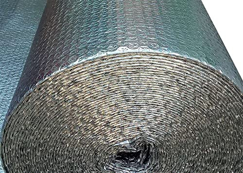 LPLND Save Energy Multi-Foil Bubble Insulation Radiator heat reflector foil insulation roll waterproof membrane vapour barrier damp proof membrane shed insulation loft boards(Size:1mx30m/3.2x98.4ft)
