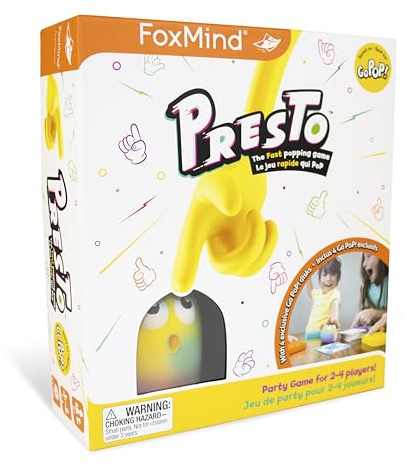 FoxMind Juegos: Go Pop! Presto, Fidget Popping Game, Family Fun Game, incluye 4 ediciones exclusivas de Go Pop, de 2 a 4 jugadores, para edades de 6 años en adelante