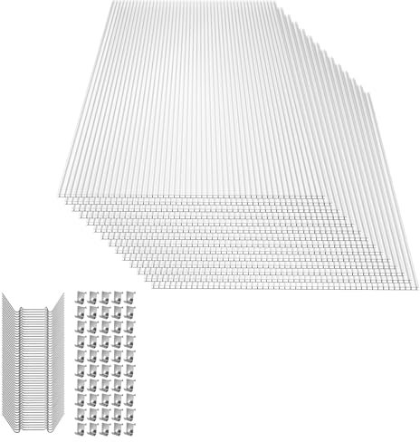 YUNGFONG 14pcs Polycarbonate alvéolaire, Feuilles De Polycarbonate, Feuilles Multiparois Antichoc, Convient Aux Serres Et Jardins, Épaisseur 4mm, 60,5 x 121cm