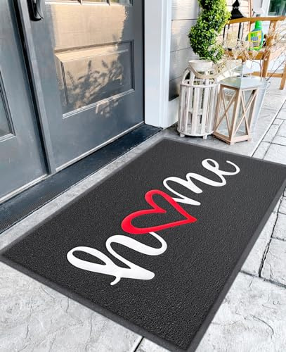 EARTHALL Door Mat Outside Inside Home Doormat, 48x32, Durable Floor Mat Non Slip Mat Ultra Absorb Mud Easy Clean Front Doormat for Garage, Entryway, Patio, High Traffic Areas, Black