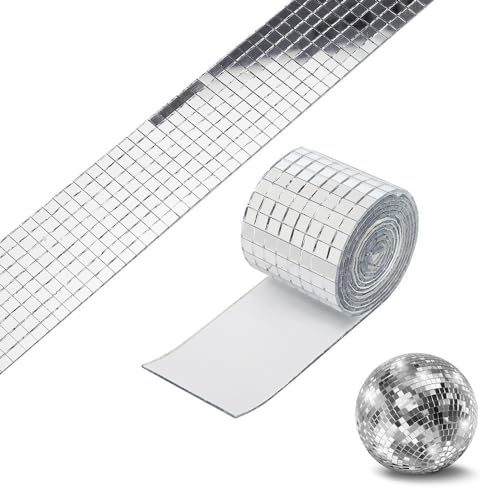 Mini Carreaux de Mosaïque Miroir,Miroirs Auto-Adhésifs Carreaux de Mosaïque 3200 Pièces Carrés Verre Mosaique Loisir Creatif pour Disco Bricolage Artisanat Décoration (5 x 5 mm)