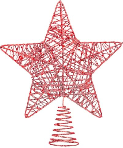 Christmas Tree Topper, Red Glitter Star for Christmas Tree, Christmas Tree Decoration