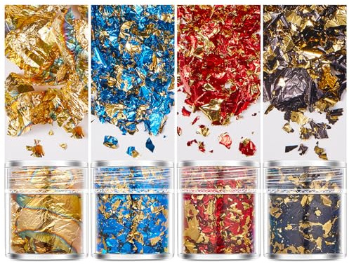 XBOKA Fiocchi di Foglia d'Oro Lussuosi per Resina e Carta Decorativa in Lamina d'Oro per Progetti Artistici