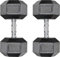 Kurzhanteln Set, Hexagon Hanteln | 2er Set 10-25 kg | Rutschsicher Ummantelt, Gummi Beschichtet Gusseisen Gewichte für Damen und Herren Krafttraining (2 x 10 kg- Schwarz)