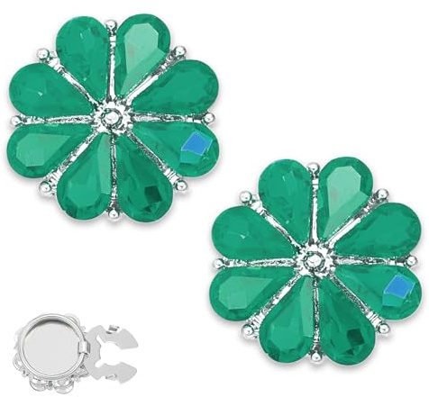 PATIKIL Fundas De Botones De Piedras Brillantes 2 Piezas Cubiertas Para Botones De Girasol Con Cristales Clip Para Coser Para Hombre Y Mujer Decoración Ropa Para Camisa (Tono Plateado)