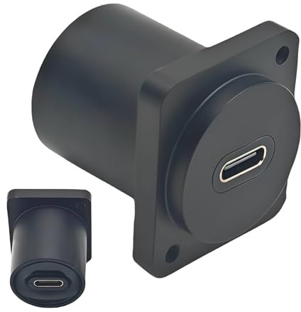 WIYETY Adaptateur de panneau USB C 10 Gbps : alliage d'aluminium noir D/XLR, adaptateur 100 W pour rallonge pour tableau de bord de voiture/RV/bateau, 30 cm