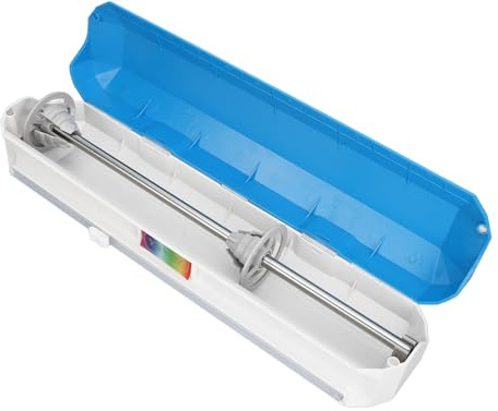 MOTOULAX Dispenser di pellicola in plastica con taglierina scorrevole, taglio liscio, regolabile, riutilizzabile, dispenser per pellicola trasparente per fogli di alluminio (L 360 ml, 6,8 x 14,5 cm)