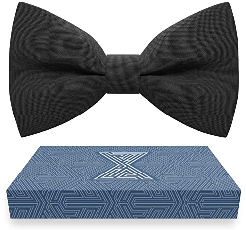 Bow Tie House Black Bow Tie for Boys Cute Black Bow Tie - Fabric Pretied Unisex Adjustable Formal Colorful Fashion for Girls Mens Black Bow Ties in shop (Medium, Black)