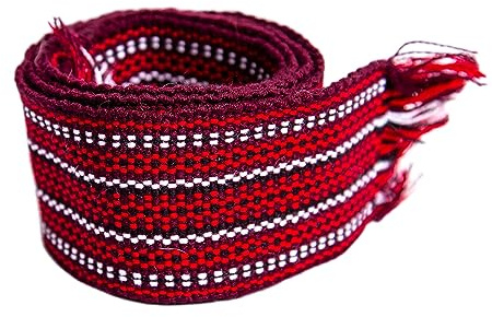 Ukrainian handmade woven homespun Hutsul Belt Burgundy Red KRAYKA 7 x 170 cm for Vyshyvanka