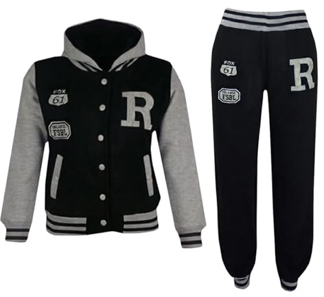 A2Z 4 Kids® Barn Unisex Flickor Pojkar Baseball Svart Träningsoverall - T.S Baseball FOX Black_11-12