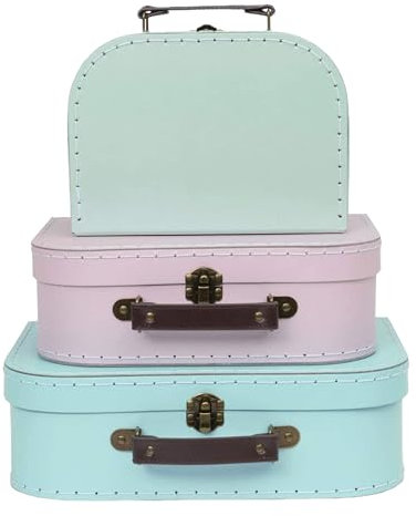 Jewelkeeper - Pappkoffer, Satz von 3 - Storage Geschenkboxen für Geburtstag, Hochzeit, Kinderzimmer, Büro, Dekoration, Displays, Spielzeug, Fotos - Retro Pastell Aufbewahrungsboxen