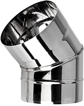 Fumio Ofenrohr Rohrbogen Regenhaube Federklemme Wandhalter Einwandig Edelstahl Ø110mm (Bogen 45°)