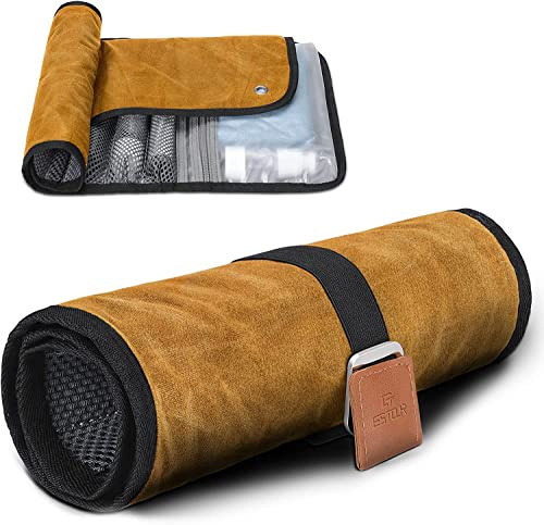 Neceser para Hombres, artículos Esenciales de Viaje, Bolsa de Aseo de Viaje, Resistente al Agua, Organizador de Rollo de baño Compacto para higiene, Kit de Afeitado, Regalos para Hombres, 2. Amarillo