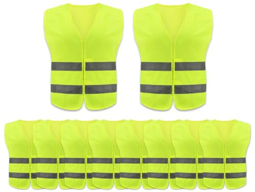 Anlising Chaleco Reflectante, 10PCS Chaleco de Seguridad, Chaleco Reflectante de Seguridad, Chaleco de Seguridad de Alta Visibilidad, Auto Chaleco De Seguridad, para Correr, Conductor, Limpiadores