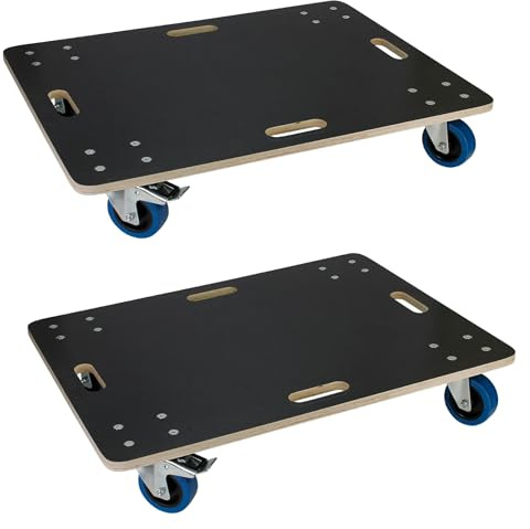 ECD Germany Set med 2 transportvagnar med 2x parkeringsbroms 60x80 cm 800kg screentrycksplatta/PP-hjul, transporthjälpmedel för förflyttning Rullplatta möbelvagn möbeltransport möbel hundvagn