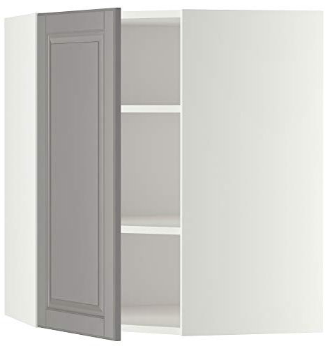 METOD Eckhängeschrank mit Einlegeböden, 68x80 cm, Weiß/Bodbyn Grau