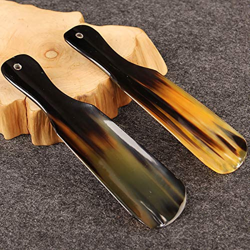Guoyoocc 2 Pezzi Vero Corno Calzascarpe,Piatto Realizzato a Mano Calzante per Uomo Donna（Dimensioni: 16,5 cm / 20 cm）